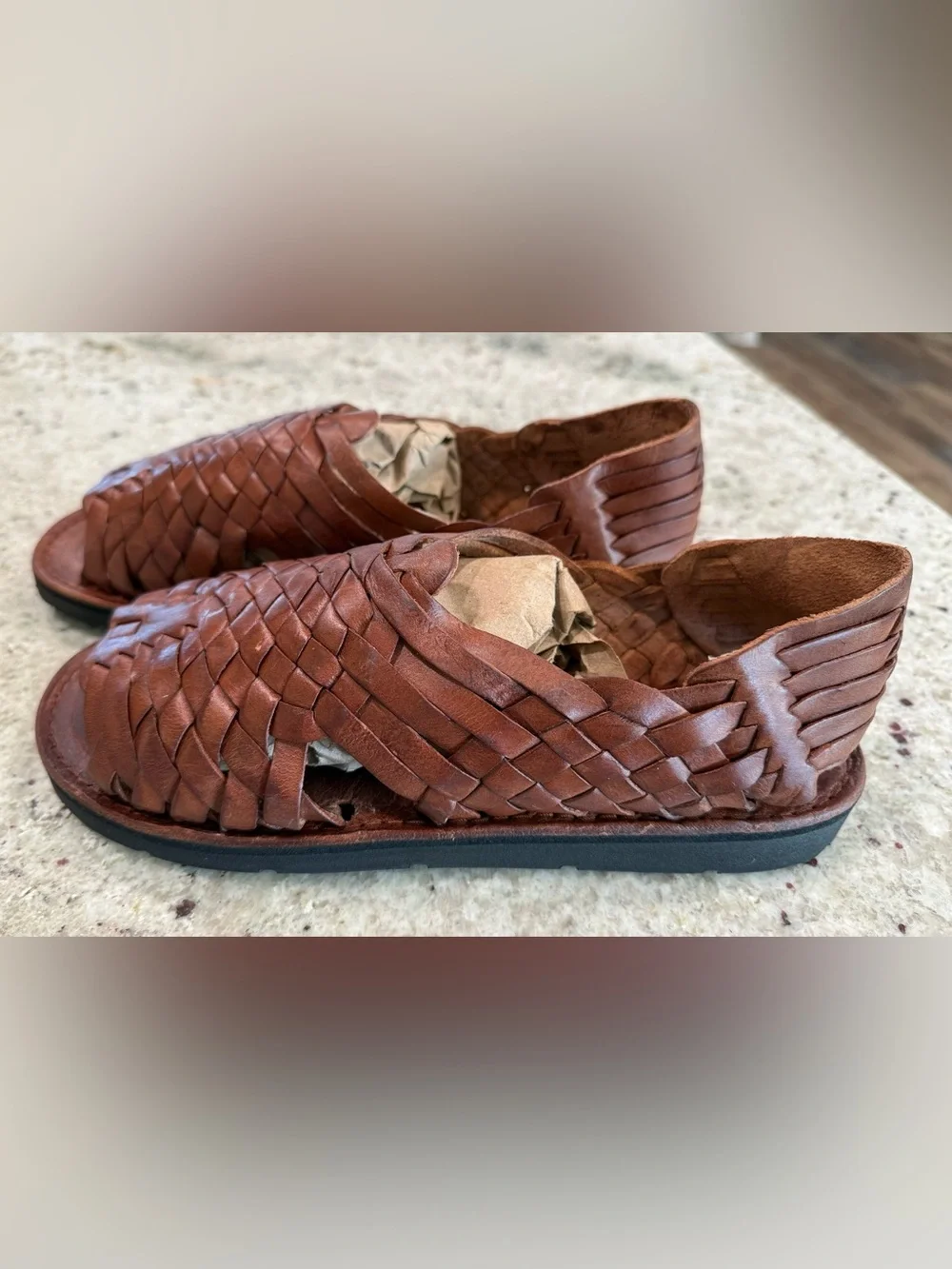 Brand X Huaraches Men's Woven Leather Sandals - Brown